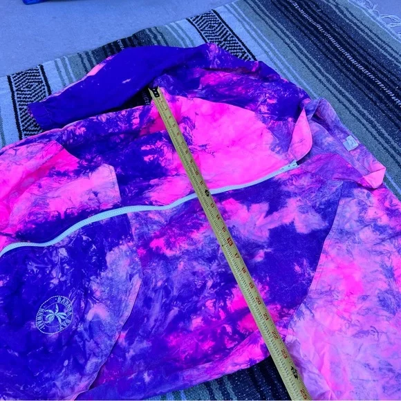 Vintage 80s/90s bright neon pink and purple tie dye zip windbreaker banana bay - Picture 4 of 7